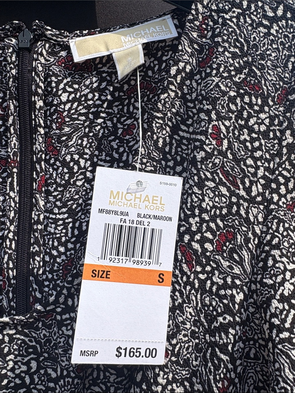 Michael Kors jumpsuit black, white, and burgundy. - Picture 2 of 9